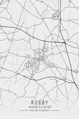 Rugby -  Warwickshire UK Gray City Map_343
