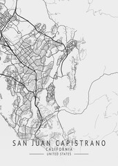 San Juan Capistrano - California - US Gray Map Art