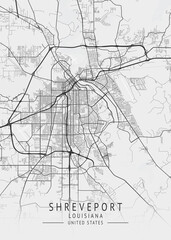 Fototapeta premium Shreveport - Louisiana - US Gray Map Art