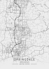 Naklejka premium Springdale - Arkansas - US Gray Map Art