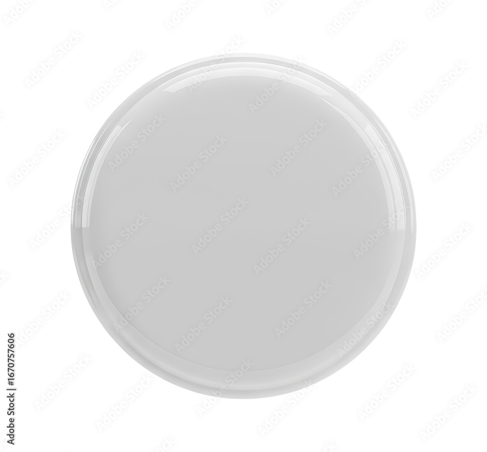 Fototapete minimalist round white ui button with smooth surface and subtle rim, clean flat design element for m
