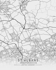 St.Albans -  Hertfordshire UK Gray City Map