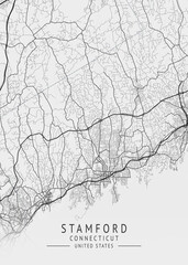 Fototapeta premium Stamford - Connecticut - US Gray Map Art