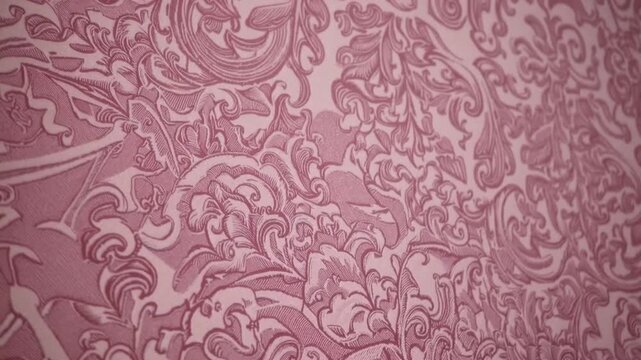 Elaborate Woven Textile Design Featuring Pink Tapestry Pattern as Background Element