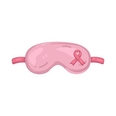 Illustration of sleeping mask with breast cancer ribbon
