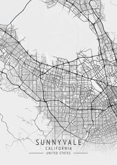Sunnyvale - California - US Gray Map Art