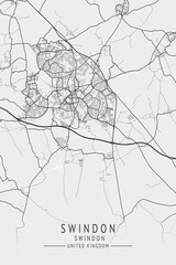 Swindon -  Swindon UK Gray City Map_608