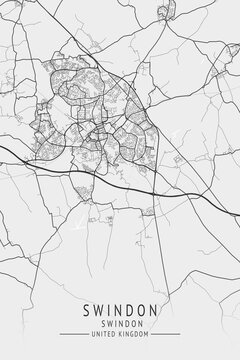 Swindon -  Swindon UK Gray City Map_608