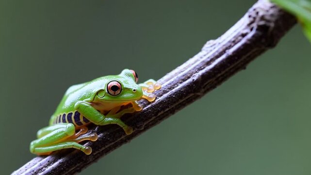 Translucent Amphibian on Branch in its Natural Habitat