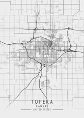 Topeka - Kansas - US Gray Map Art
