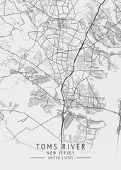 Obraz premium Toms River - New Jersey - US Gray Map Art