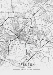 Trenton - New Jersey - US Gray Map Art