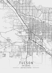 Fototapeta premium Tucson - Arizona - US Gray Map Art