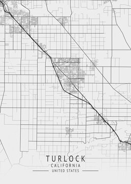Turlock - California - US Gray Map Art