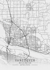 Obraz premium Vancouver - Washington - US Gray Map Art