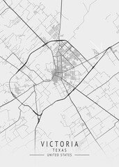 Victoria - Texas - US Gray Map Art