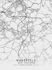 Wakefield -  West Yorkshire UK Gray City Map_862