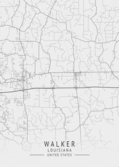 Walker - Louisiana - US Gray Map Art
