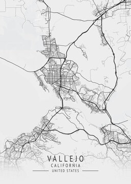 Vallejo - California - US Gray Map Art