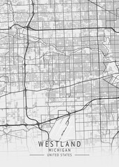 Obraz premium Westland - Michigan - US Gray Map Art