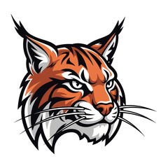 Fierce Lynx Head Emblem: A strikingly detailed illustration of a lynx head, its piercing gaze and fierce expression embodying strength and agility. This emblem would make a great logo for any project