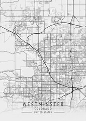 Westminster - Colorado - US Gray Map Art