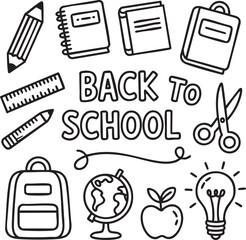 Back to school objects cute vector set