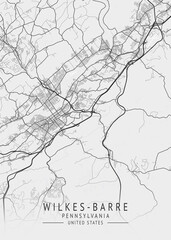 Wilkes-Barre - Pennsylvania - US Gray Map Art
