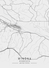 Fototapeta premium Winona - Minnesota - US Gray Map Art