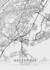 Naklejka premium Woodbridge - New Jersey - US Gray Map Art