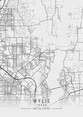 Obraz premium Wylie - Texas - US Gray Map Art