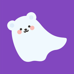 Ghost Teddy Bear Floating with Smiling Face