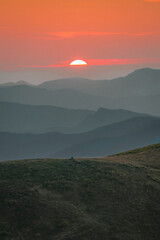 Tramonto d'Agosto sulla cresta dell'Appennino centro settentrionale