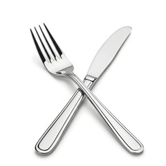 Stainless Steel Cutlery Set Including Knife and Fork for Elegant Dining and Food Preparation Tasks	