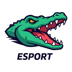 ESPORT Alligator Mascot: A fierce ESport logo featuring an alligator mascot, capturing the essence of digital competition, team spirit and a hint of ferocity.