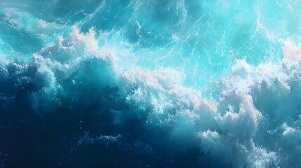 Fototapeta premium Powerful ocean waves with vibrant turquoise water, displaying the dynamic force of nature's raw energy.