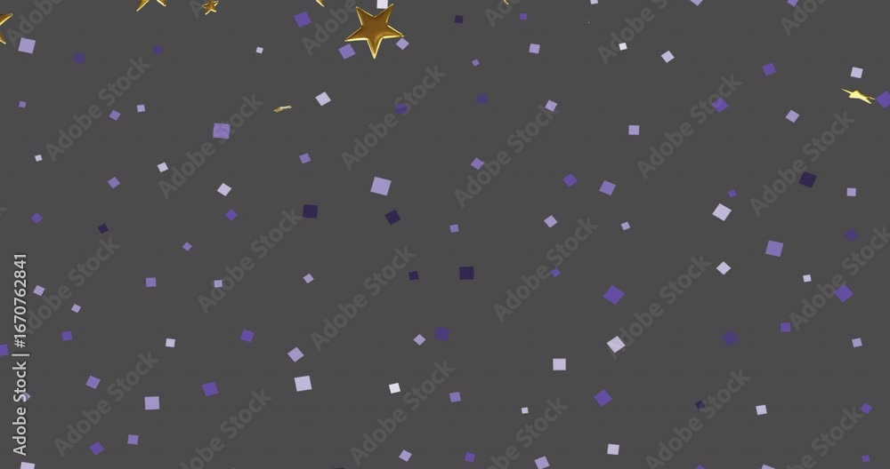 Aufkleber on loading stars appearing then drifting off static confetti field creating festive flow
