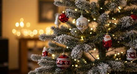 Christmas tree covered in frost indoors