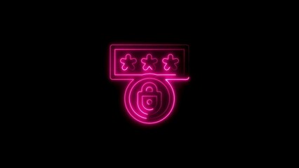 Neon pink password and lock icon representing online security and data protection
