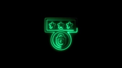 Neon green glowing password protected icon illustrating online data security and privacy