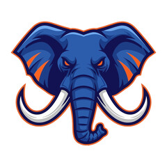 Majestic Elephant Portrait: A stunning illustration of a powerful elephant, exuding strength and determination, with vibrant blue and orange hues.