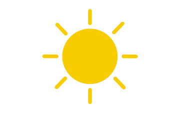 Yellow Sun Icon on White Background - Simple Graphic Symbol for Weather, Summer, and Energy Concepts, Isolated Vector Illustration