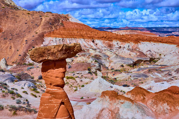 Hoodoo Rock Formation in Colorful Desert Landscape Kanab Toadstool Hoodoos Utah