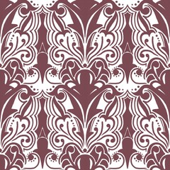 Seamless Vintage Ornamental Pattern in Burgundy