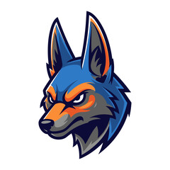 Intense Wolf Head Mascot: A fierce wolf head mascot, rendered in vibrant colors and bold lines, embodying strength, focus, and untamed spirit.
