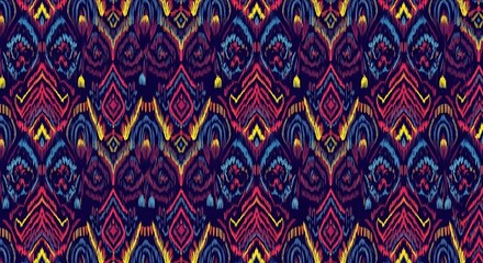 Vibrant Abstract Ethnic Pattern with Geometric Motifs.