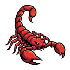 Crimson Scorpion: A vividly illustrated scorpion, rendered in striking red, showcasing the intricate detail and formidable nature of the arthropod.