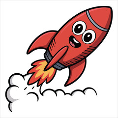 rocket launch cartoon vector