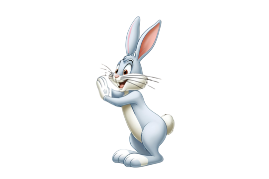 a rabbit, standing in a pose, showing detailed form, exhibiting textures, and a display of its character, highlighting its texture and attributes, no background.