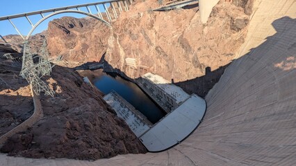 Hoover Dam, Hydroelectric power plant on the border between the U.S. states of Nevada and Arizona, USA